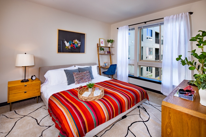 red bedroom front view - alexandria va luxury apartments south alex