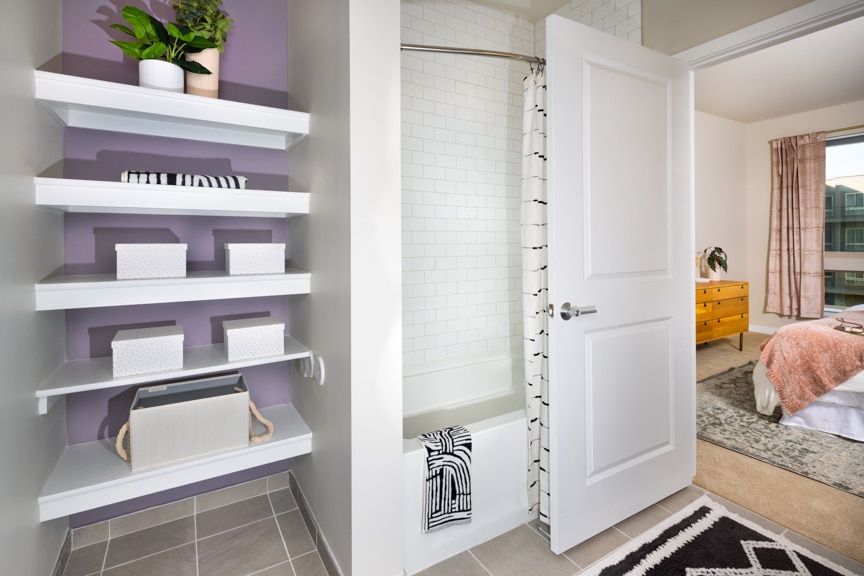 purple bathroom shower - alexandria va luxury apartments south alex
