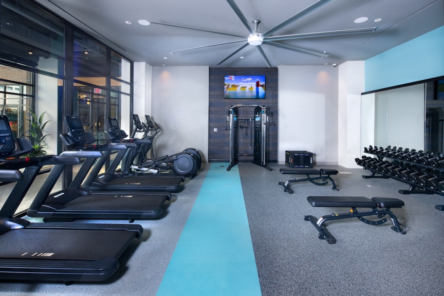 fitness center with cardio and weights - alexandria va luxury apartments south alex