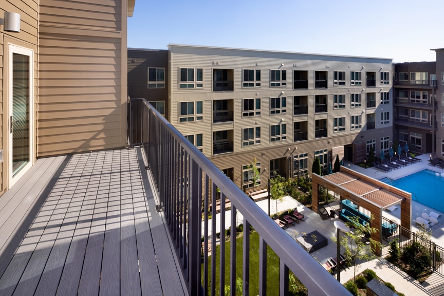 balcony with view of courtyard - alexandria va luxury apartments south alex